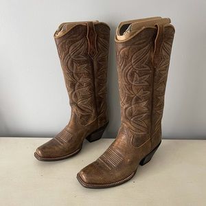 Women’s ariat boots calf leather brown rustic western cowgirl cowboy Justin